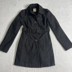 Vintage Tulle Anthropologie Grey Wool Blend Pea Coat Size Medium Women's